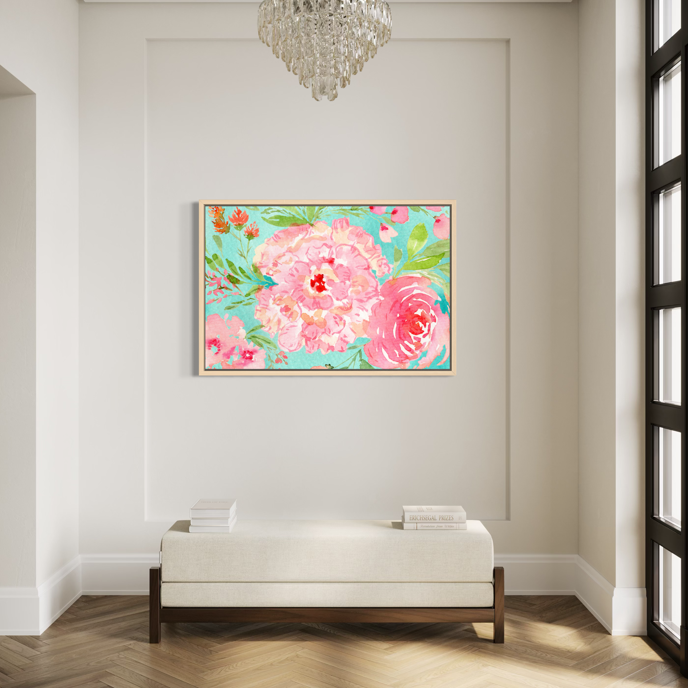 Turquoise Bloomscape - Watercolor Art Print | Floral Collection