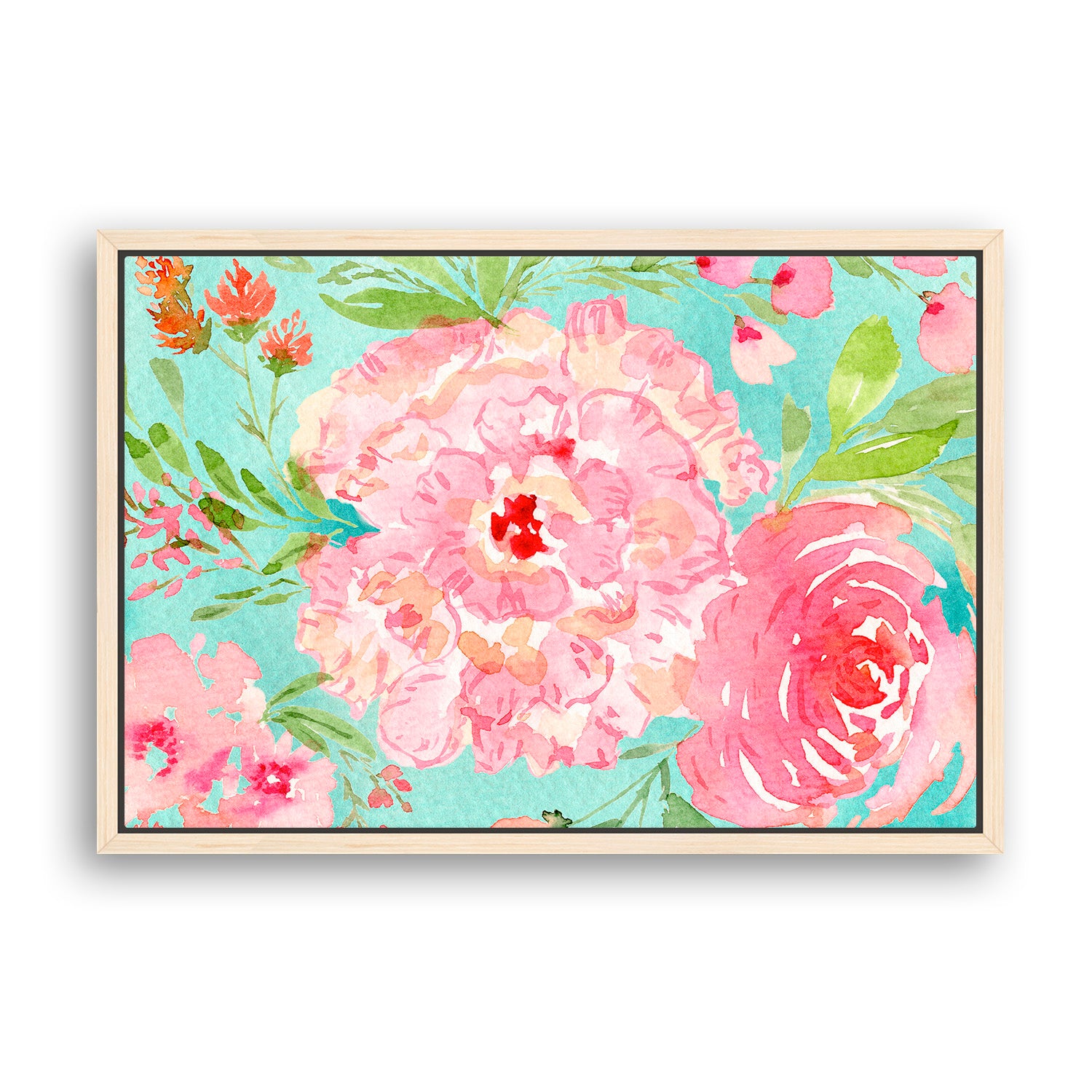 Turquoise Bloomscape - Watercolor Art Print | Floral Collection