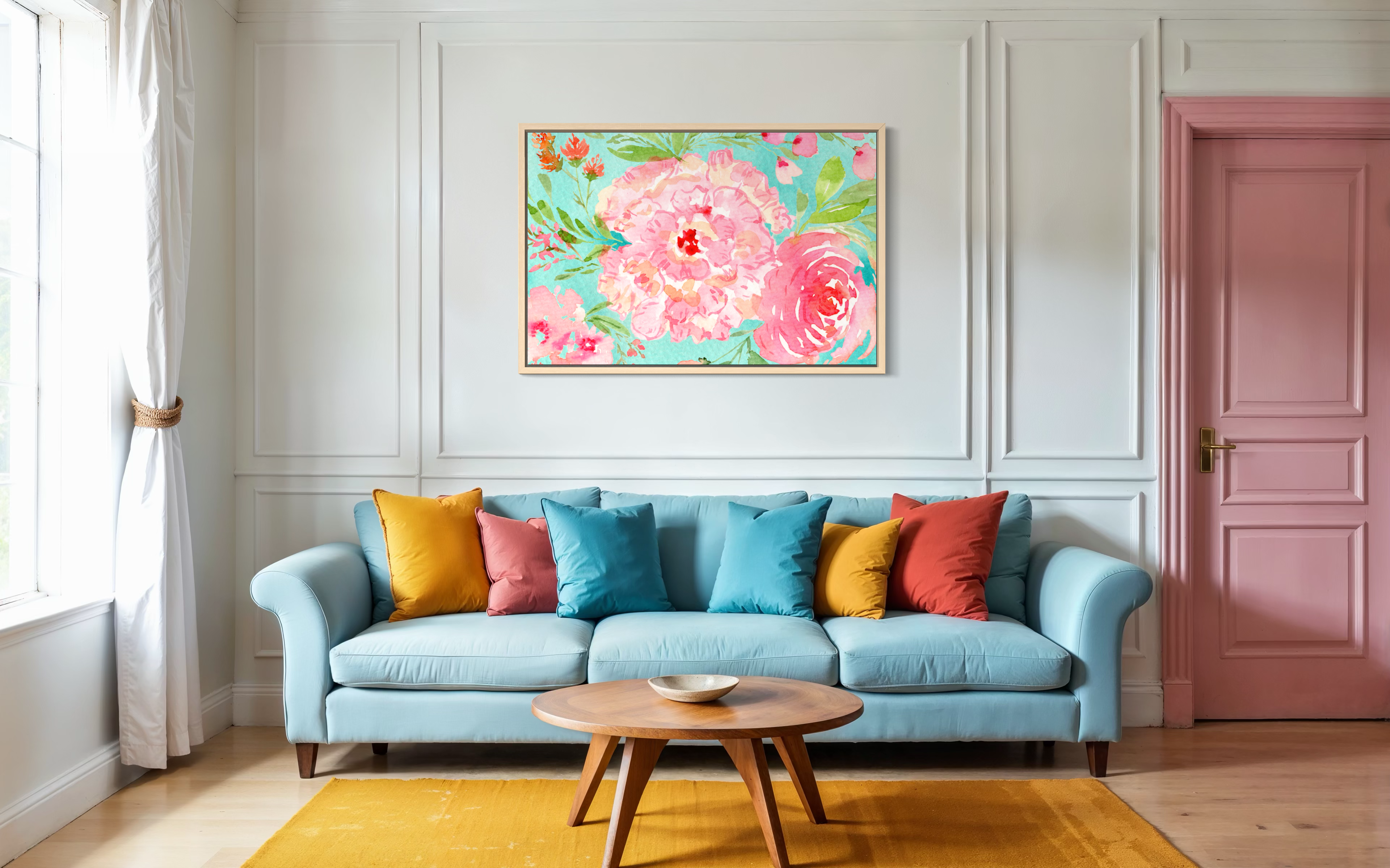 Turquoise Bloomscape - Watercolor Art Print | Floral Collection