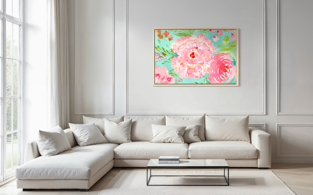 Turquoise Bloomscape - Watercolor Art Print | Floral Collection
