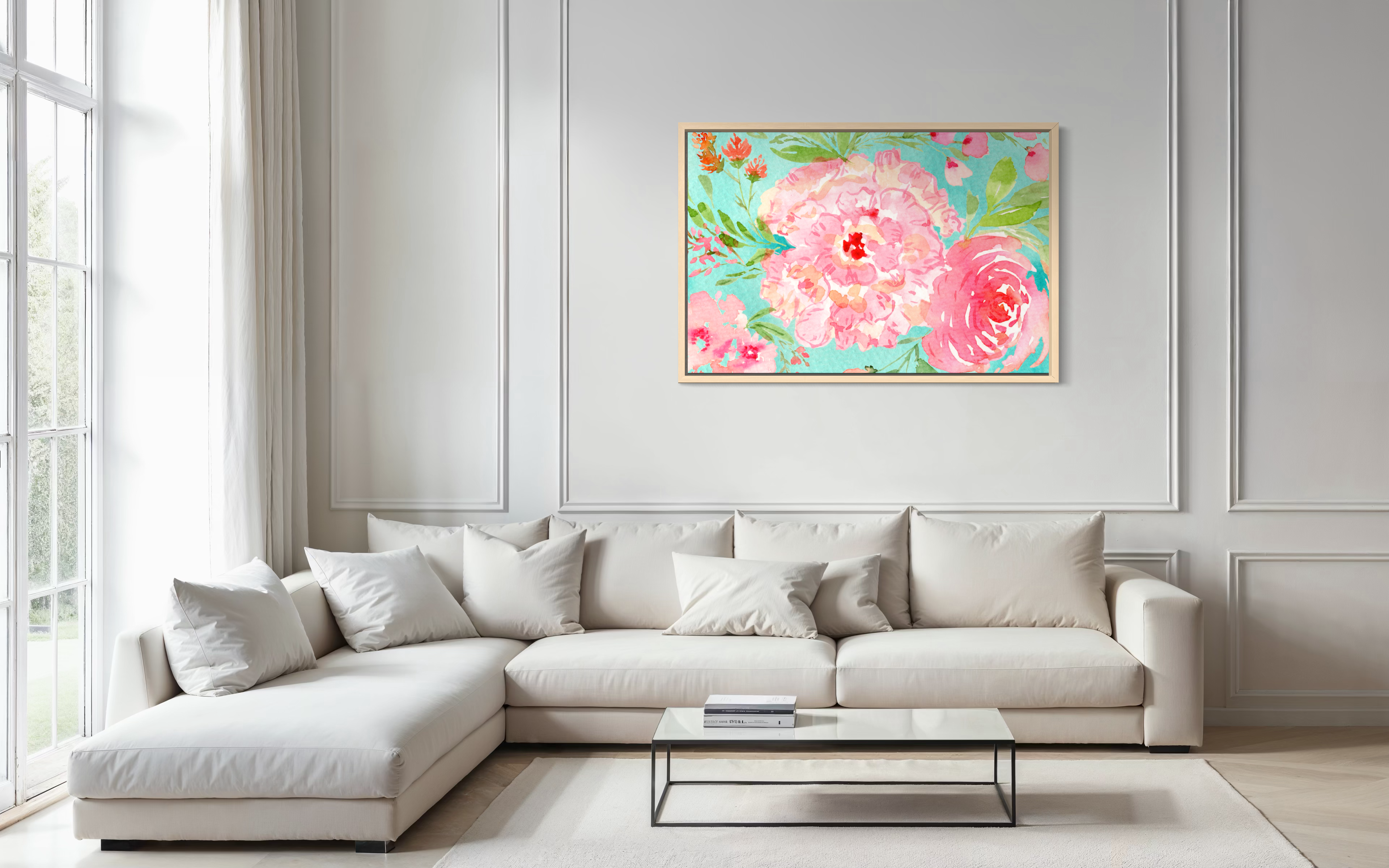 Turquoise Bloomscape - Watercolor Art Print | Floral Collection
